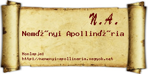 Neményi Apollinária névjegykártya